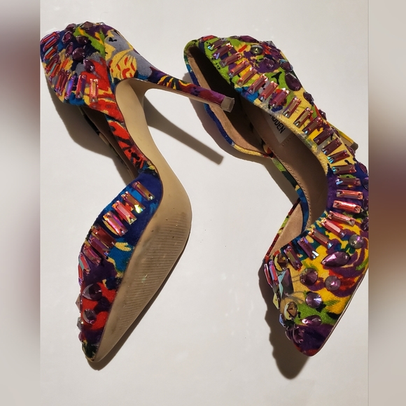 Steve Madden Multicolor Embellished Rhinestones pumps heels sz.7.5 - Picture 9 of 13
